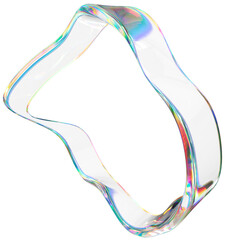 3D Glass dispersion abstract ribbon element. Reflecton shape on transparent background. Realistic graphic glare and transparency effect