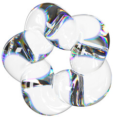 3D Glass dispersion abstract element. Reflecton shape on transparent background. Realistic graphic glare and transparency effect