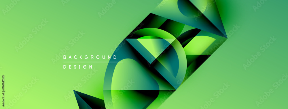 Leinwandbilder abstract green design features layered geometric shapes. gradient colors create depth, modern aesthe