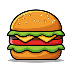 Burger illustration vector with white background