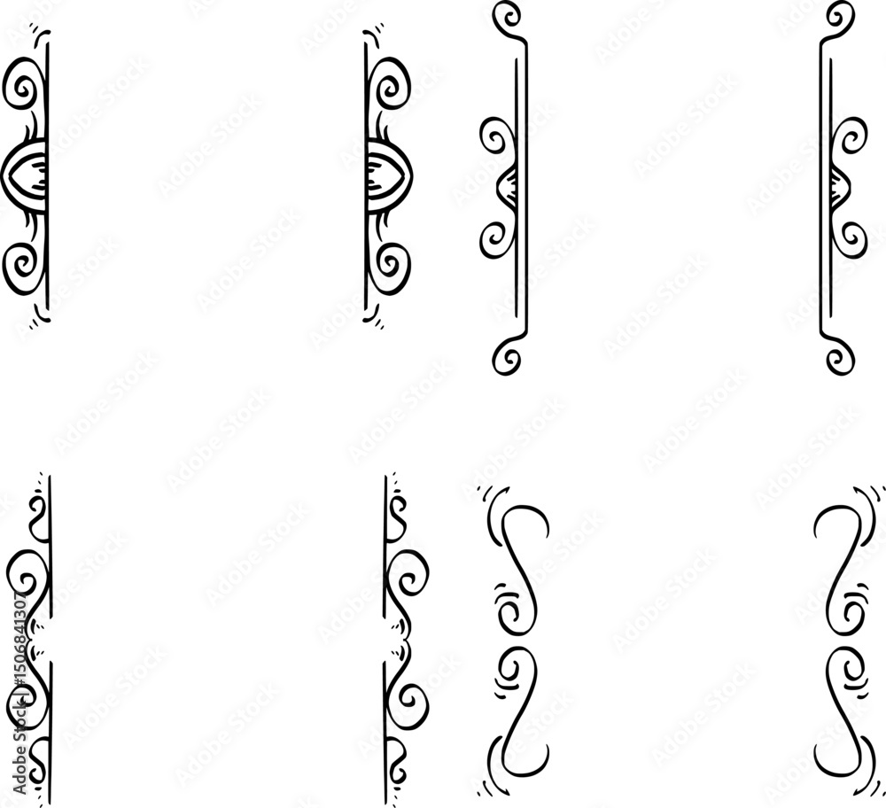 Fototapete various decorative ornaments arranged in two rows with distinctive carvings