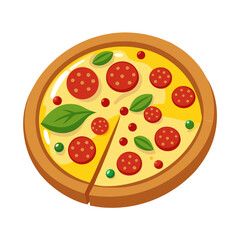 Pizza illustration vector with white background