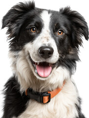 Happy and playful dog with clean fur and bright collar, showcasing joyful expression. This adorable canine radiates warmth and friendliness, making it perfect companion