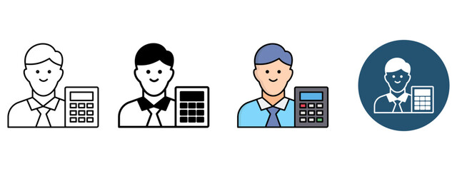 Chartered Accountant Icon Set – Line, Glyph, Fill & Background Styles