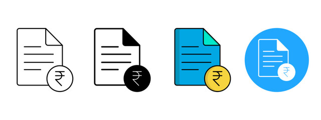 Filing Bills Icon Set &ndash; Line, Glyph, Fill & Background Styles