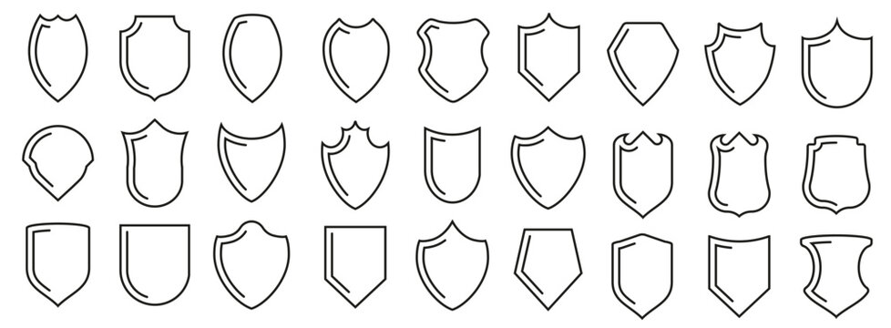 Protection shield icons. Set of shield icons in black. Vector illustration vector
