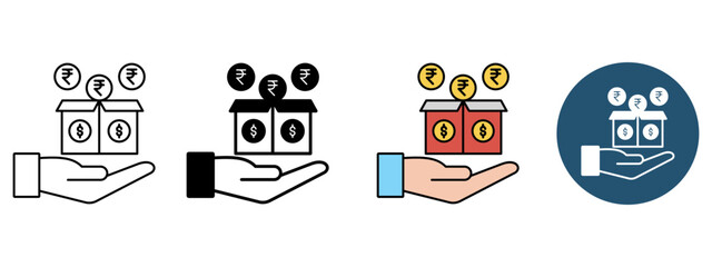 Save and Invest Icon Set – Line, Glyph, Fill & Background Styles

