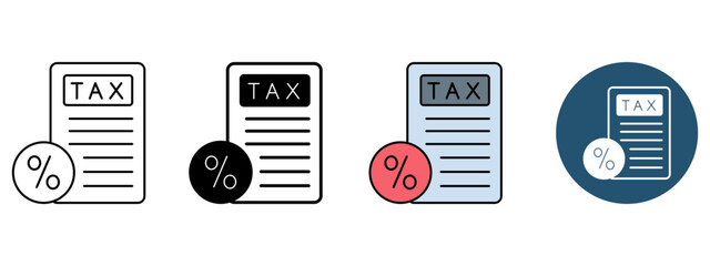 Tax Rates Icon Set – Line, Glyph, Fill & Background Styles

