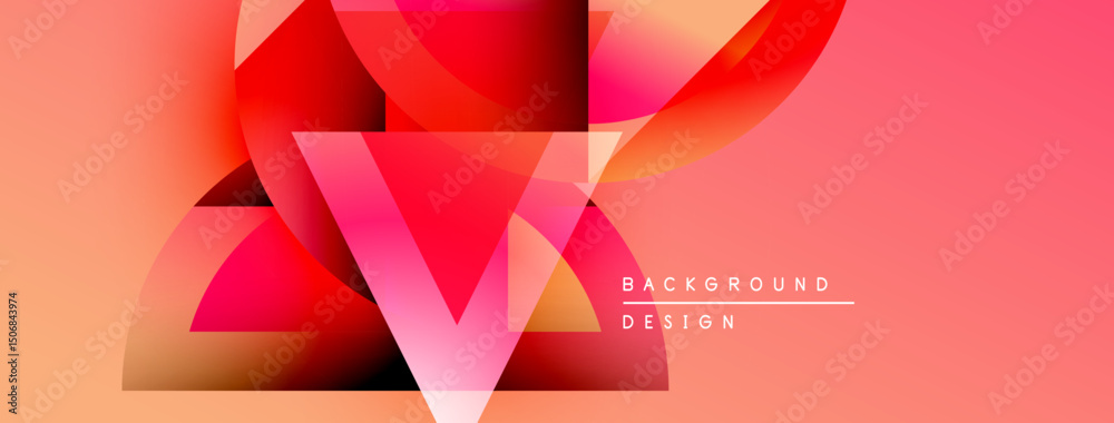 Poster Abstract vibrant design. Overlapping shapes create dynamic visual effect. Gradient colors, modern aesthetic, background element.