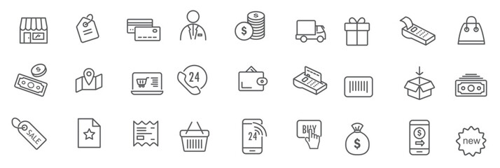 set linear e commerce icons shopping icons simple design