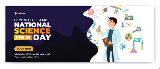 World National Science fiction day Facebook cover. Happy world science fiction day celebration
