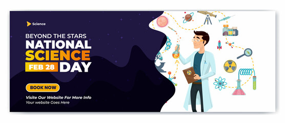 World National Science fiction day Facebook cover. Happy world science fiction day celebration

