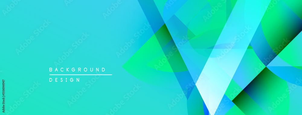 Poster abstract geometric background. vibrant turquoise, green gradients create modern design. overlapping 