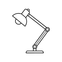 Line art illustration of a modern desk lamp with an adjustable arm.eps
