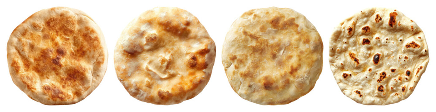 PNG Assorted flatbreads on display, element set on transparent background
