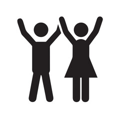 Black Silhouette of Two People Celebrating Vector for Joyful Unity Graphics