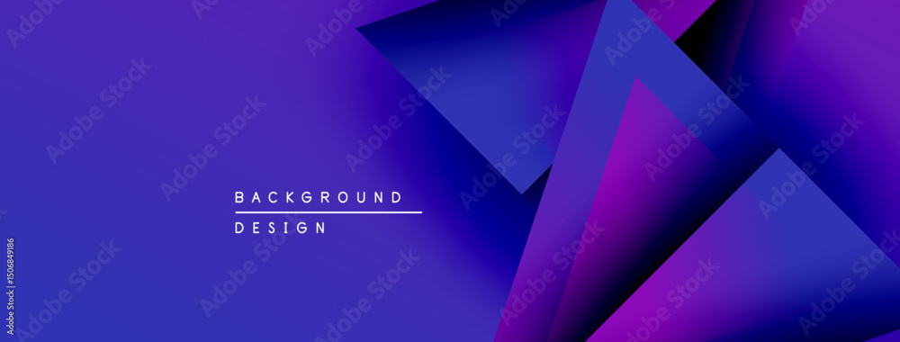 Poster abstract geometric shapes, vibrant purple hues, modern design. gradient background creates depth, vi