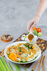 Gado-Gado, Traditional Indonesian Salad with Peanut Sauce, Vibrant and Colorful Food Shot