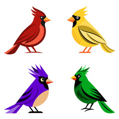 set of colorful birds