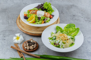 caesar salad & salmon salad