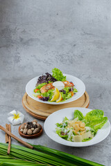 caesar salad & salmon salad