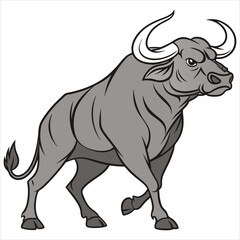 vector illustration of cartoon bull