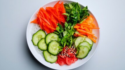 Beautifully Arranged Plate of Vegetarian Sushi with Fresh Vegetables and Colorful Ingredients
