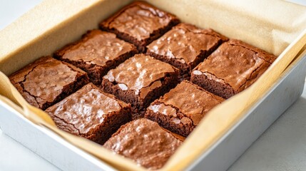 Homemade Brownies Freshly Baked in a Square Pan with Perfectly Cut Pieces Ready to Enjoy with Friends