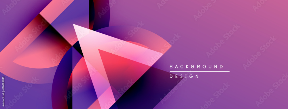 Poster Abstract purple design features flowing shapes, gradients. Modern background with text elements, simple yet dynamic composition.