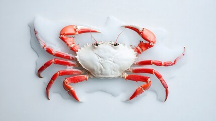 Ancient Fossilized Snow Crab Embedded in Ice - High-Quality Stock Photo for Nature and Marine Life Themes
