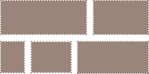 set of postage stamps. Postage stamp borders set. Vector isolated illustration. Blank postage stamp. Clean postage stamp template. 