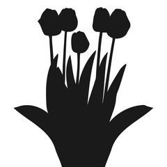 Blooming Spring Tulip Flowers Silhouette