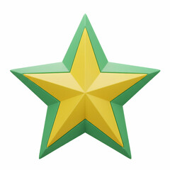 Obraz premium Vibrant Yellow and Green Star: 3D Render of a Geometric Star Shape