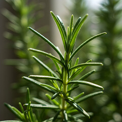 Obraz premium Vibrant Rosemary Sprig: A Close-Up Look at Aromatic Herb