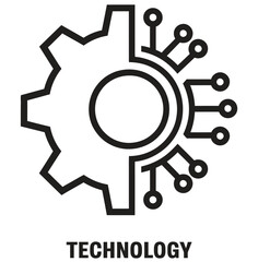 Obraz premium Digital technology gear icon concept isolated on white background. Vector illustration 