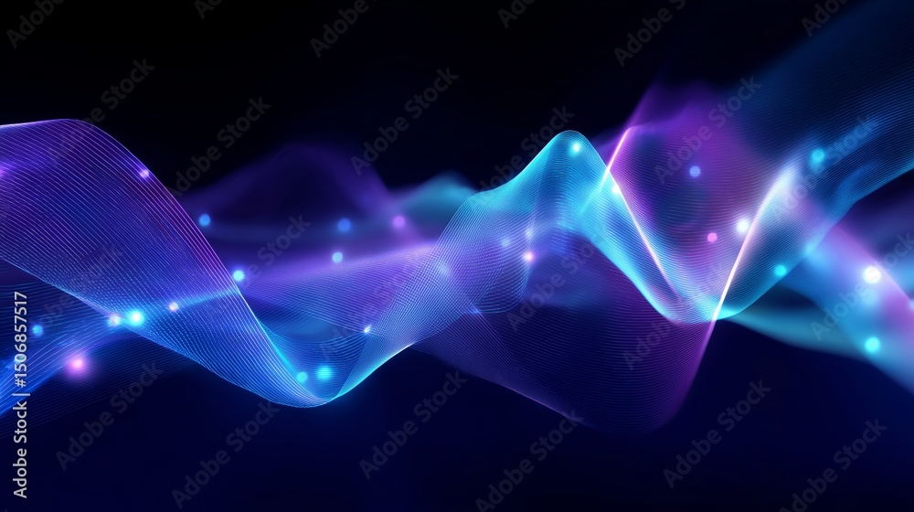 Poster colorful abstract waves of light and sound create a dynamic visual representation in a dark space