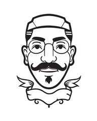 A portrait of a stylish bearded man face