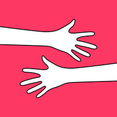 Obraz premium pink greeting card with human hands and hugs