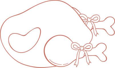 Thanksgiving Turkey Roasted Chicken Coquette Cartoon Outline Illustration
