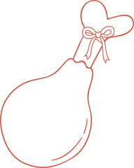 Thanksgiving Turkey Roasted Chicken Wings Coquette Cartoon Outline Illustration