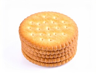 Stack of Golden Crispy Round Butter Cookies