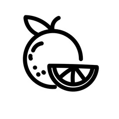 Black orange with cut line icon cut cut cut, fresh and flat fruit design illustration, infographic vector for web button logo app ui ux interface element isolated on white background