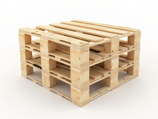 Stacked Wooden Pallet: Industrial Cargo Transport & Storage Solution for Freight Delivery, Timber, & Warehouse Material Handling - Stock Photo