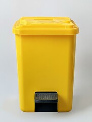 Vibrant Yellow Pedal Bin: A Modern Plastic Container for Waste Disposal, Ideal for Home, Office, and Recycling Needs - Clean, Convenient, and Hygienic