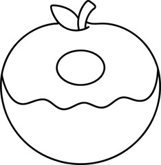 Apple Cinnamon Donut Line Art Vector Illustration Food Clipart Design