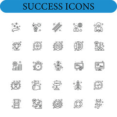 Success set of web icons in line style.