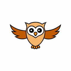 Owl Bird Wings Spread On White