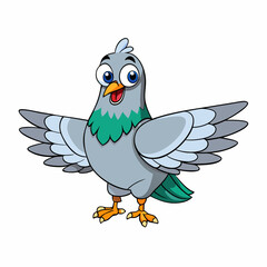 Pigeon Bird Wings Spread On White