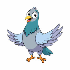 Pigeon Bird Wings Spread On White