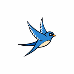 Swallow Bird Wings Spread On White